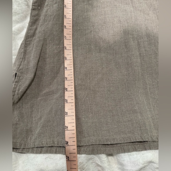 Flax V Pullover - Linen Shirt tan color 3/4 length sleeves - Picture 7 of 7